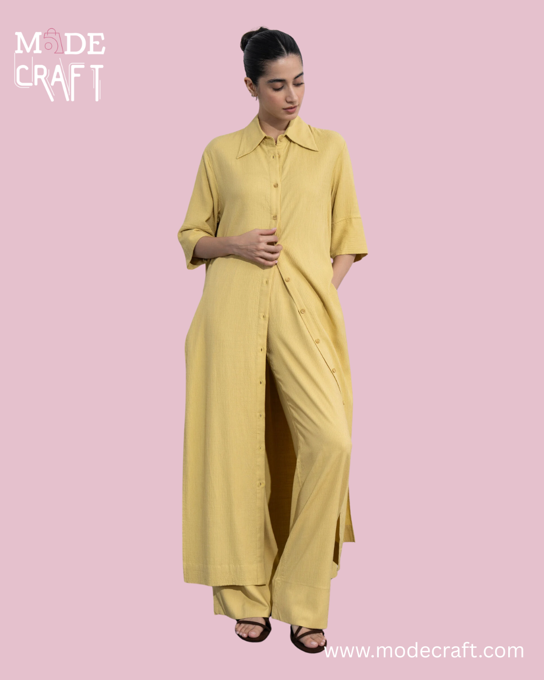Button-Down Co-ord Set – Mustard Yellow